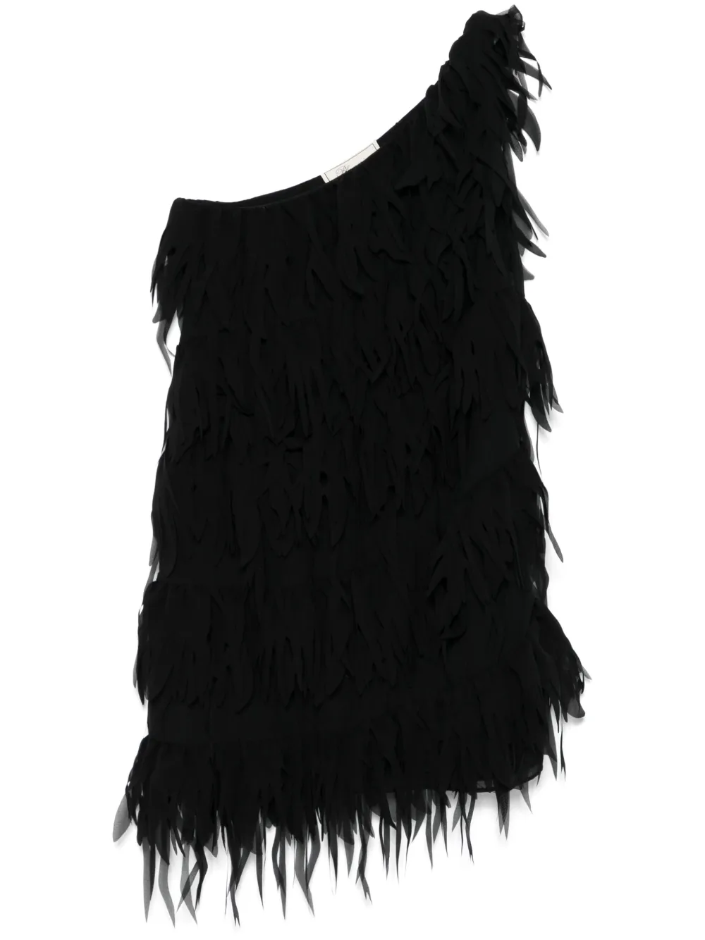 fringed georgette mini dress