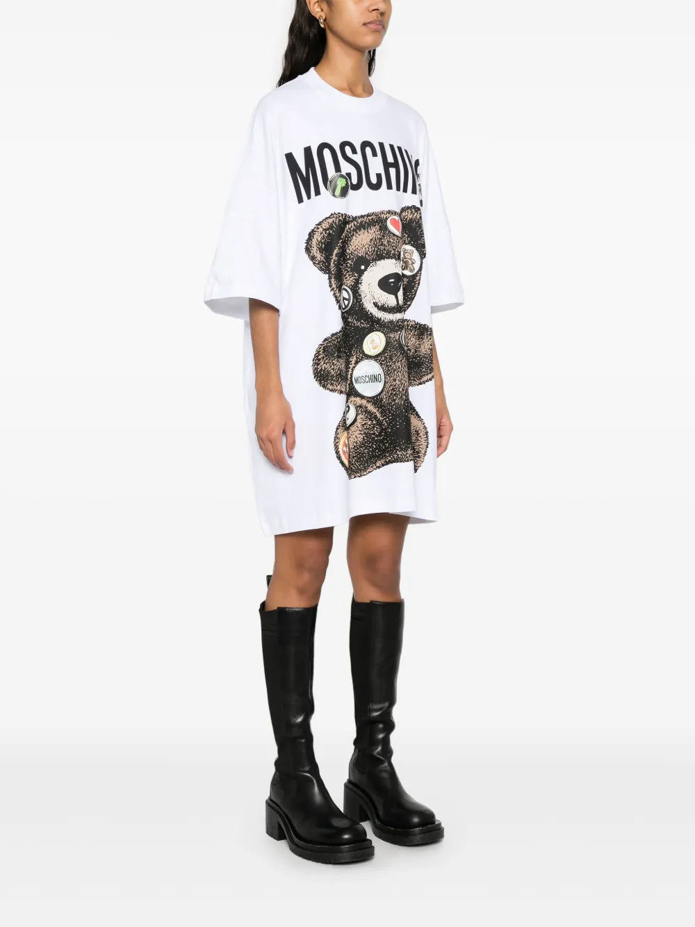 Moschino T-shirtjurk met teddybeerprint Wit