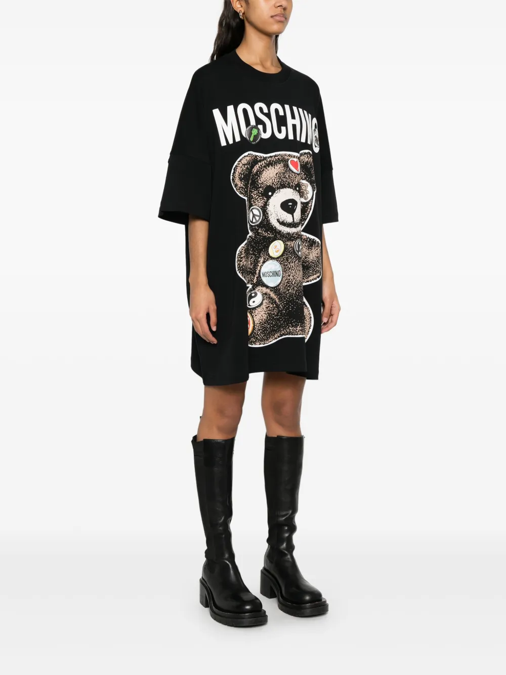 Moschino Mini-jurk met teddybeerprint Zwart