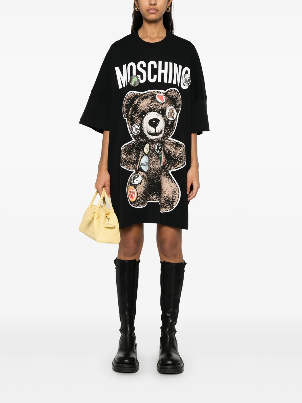 Moschino Mini-jurk met teddybeerprint - Zwart