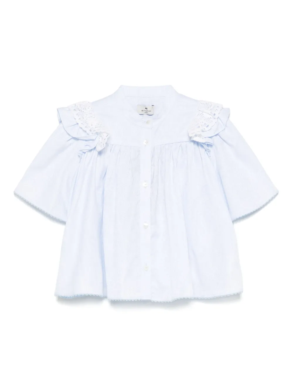 ETRO KIDS Shirt met paisley-jacquard Blauw