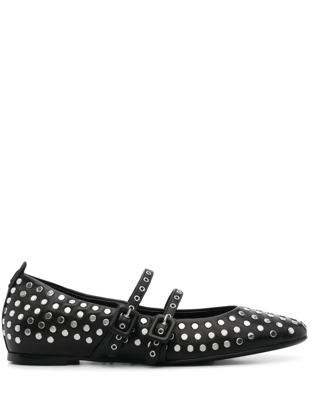 Halmanera stud-embellished leather ballerina shoes – Black