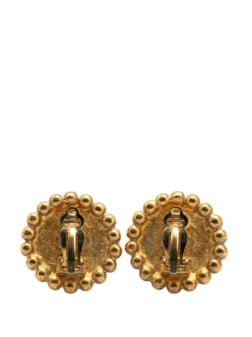 CHANEL Pre-Owned 1994 Gold Plated CC Button Clip On Earrings costume earrings - Goud