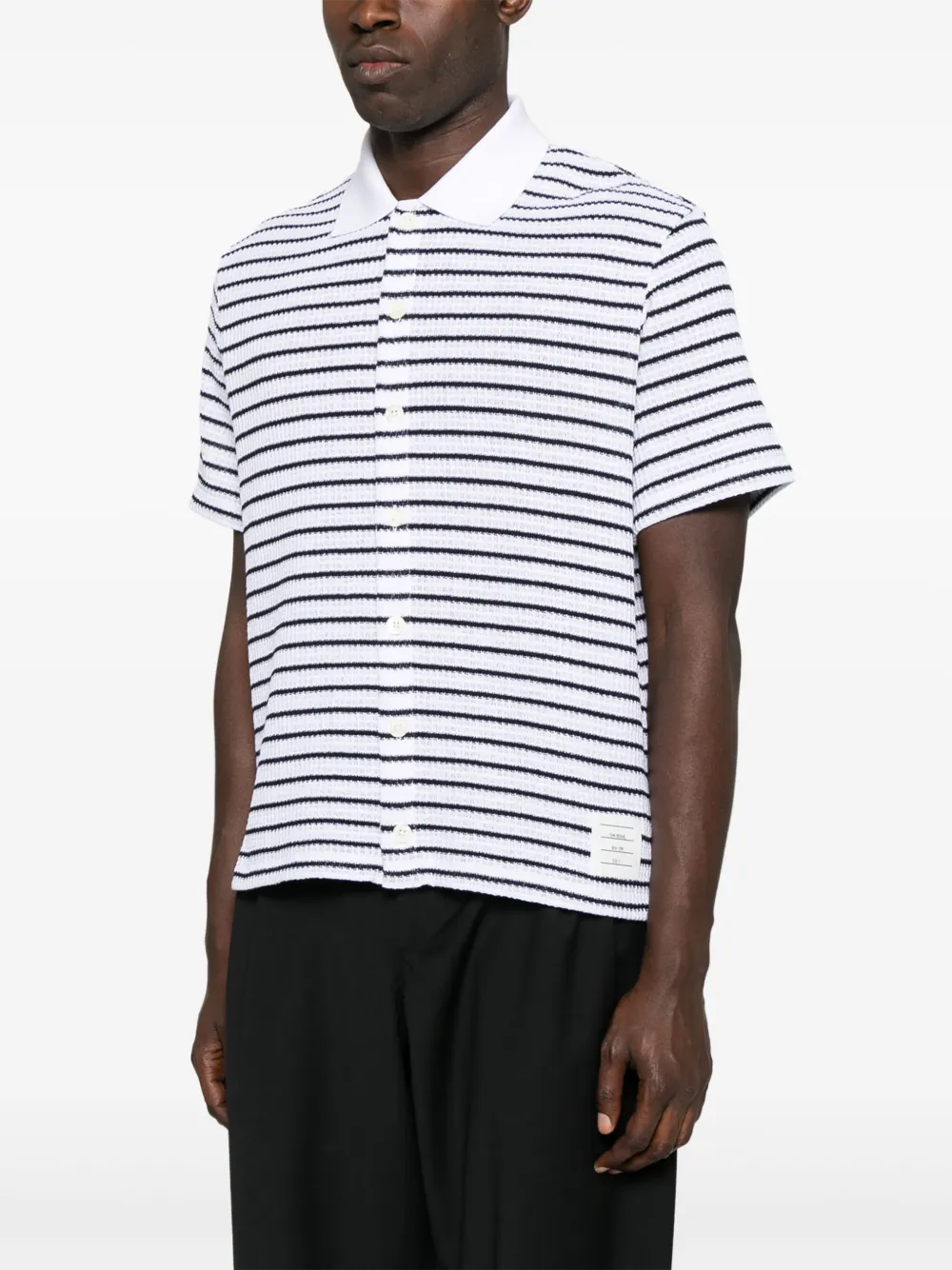Thom Browne Gestreept katoenen overhemd Blauw
