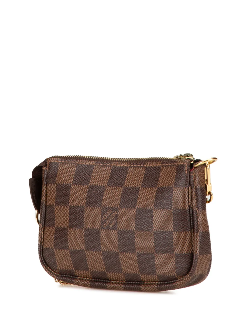 Pre-owned Louis Vuitton 2012 Damier Ebene Mini Pochette Accessoires Handbag In Brown