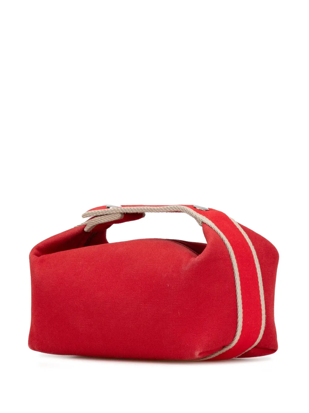 Pre-owned Hermes 2020-2024 Small Toile Bride A Brac Vanity Bag In Red