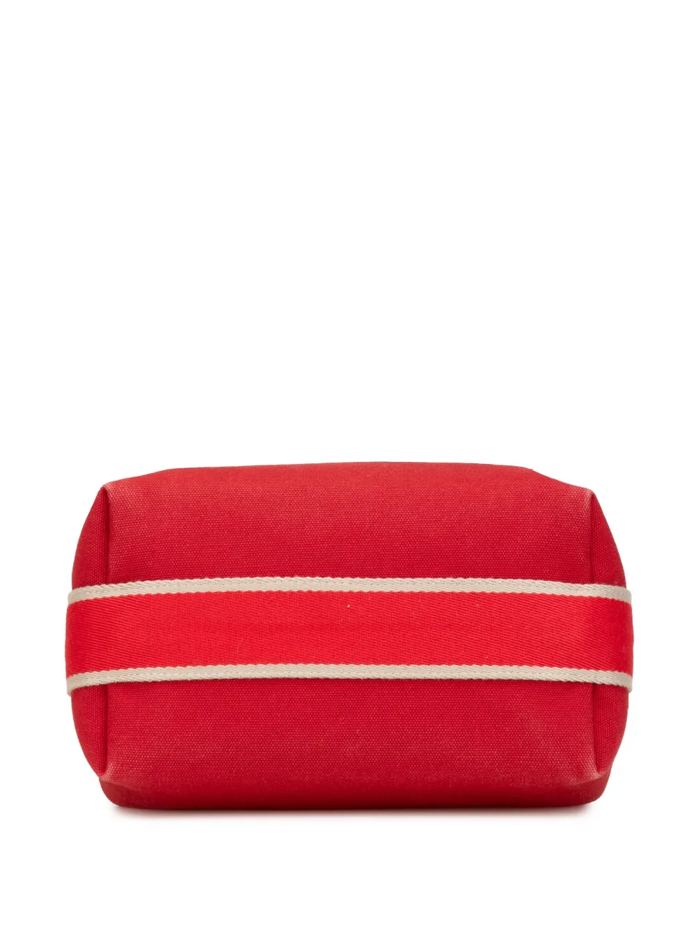 Pre-owned Hermes 2020-2024 Small Toile Bride A Brac Vanity Bag In Red