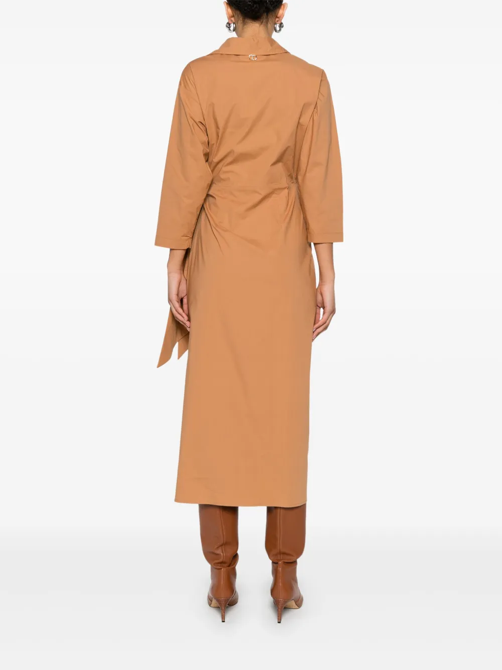 Shop Twinset Poplin Midi Dress In Neutrals
