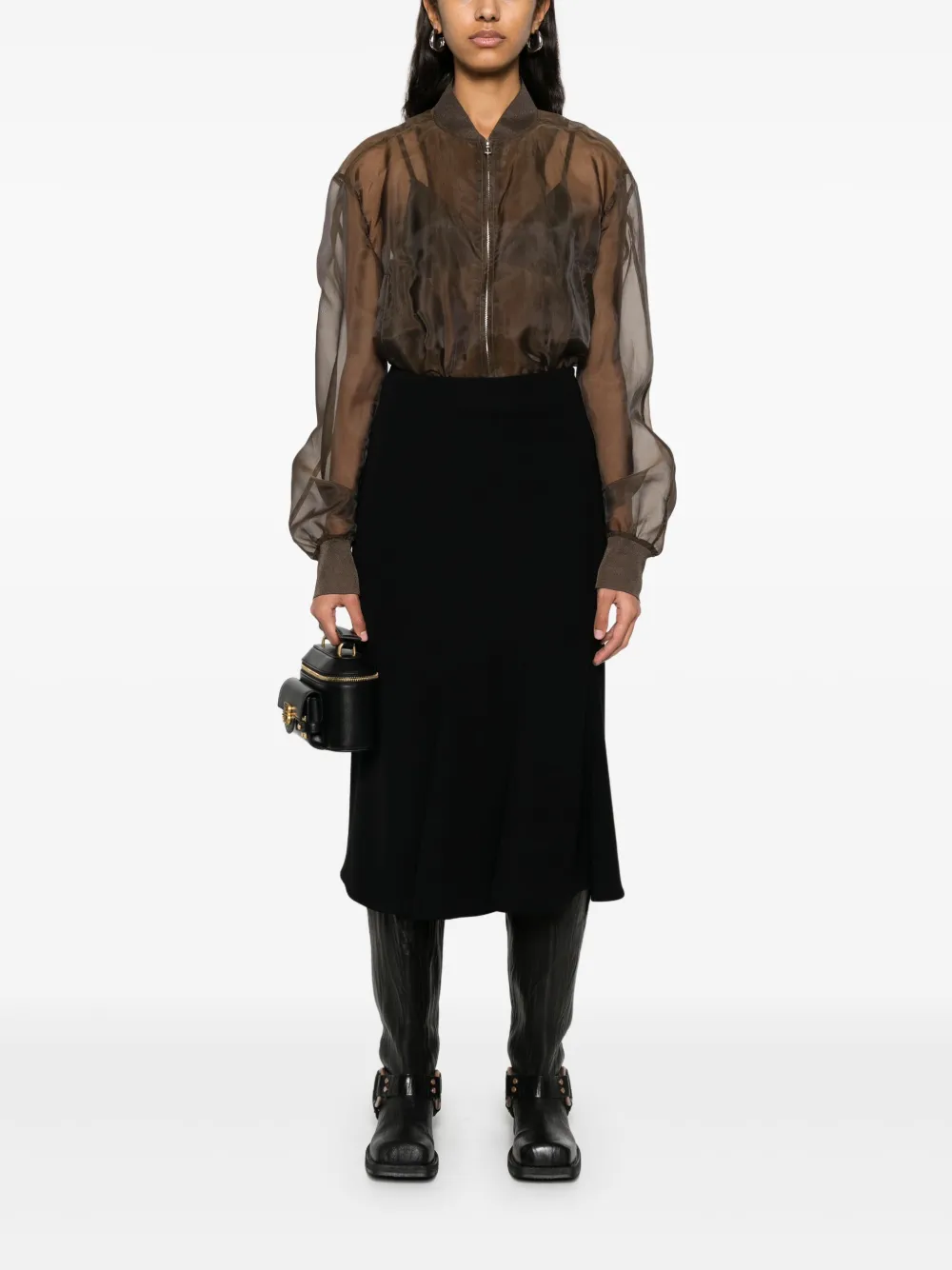 Alexander McQueen Pre-Owned 2000s crêpe midi-rok - Zwart