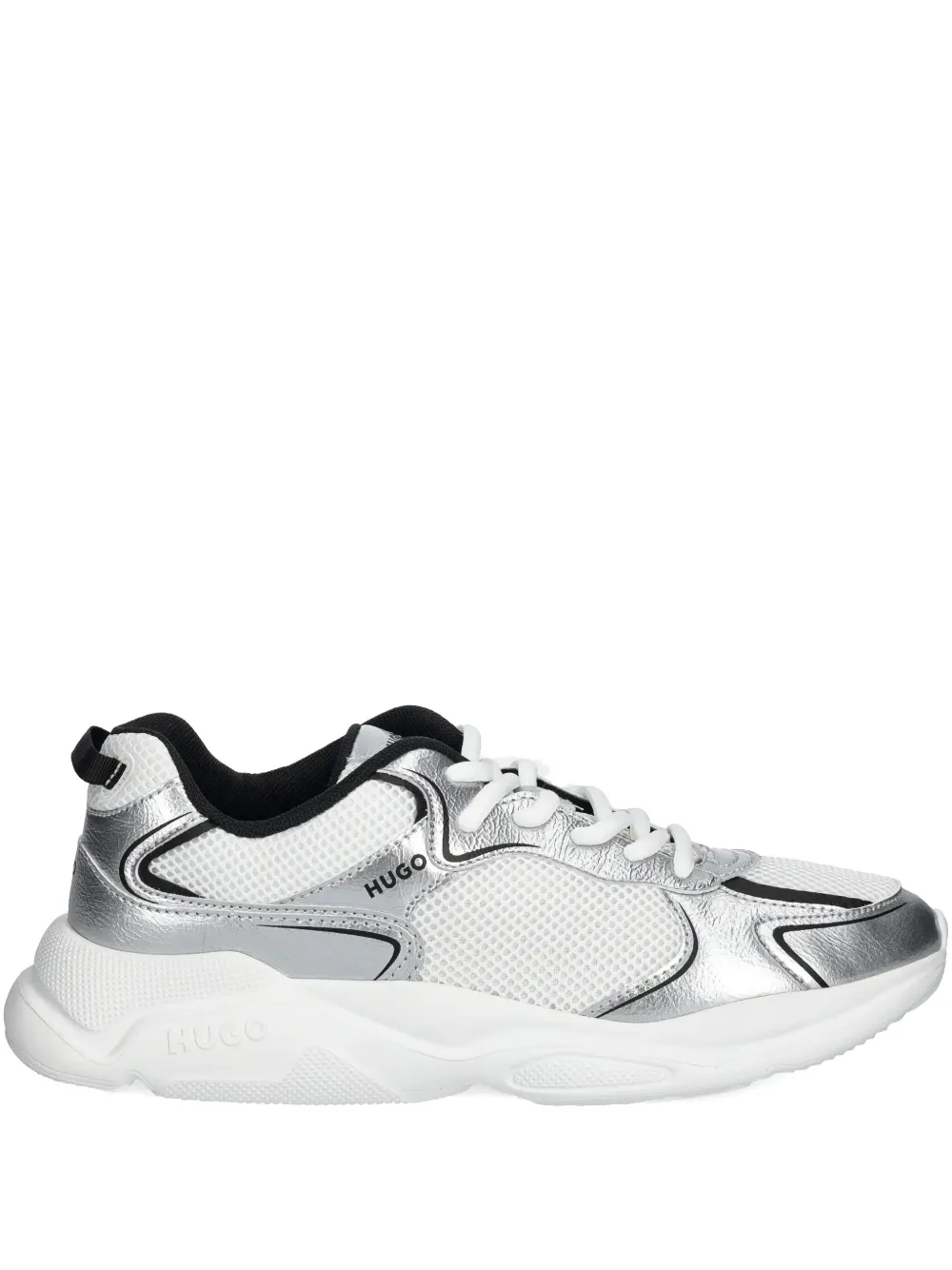 Hugo Boss Metallic-finish Sneakers In Silver