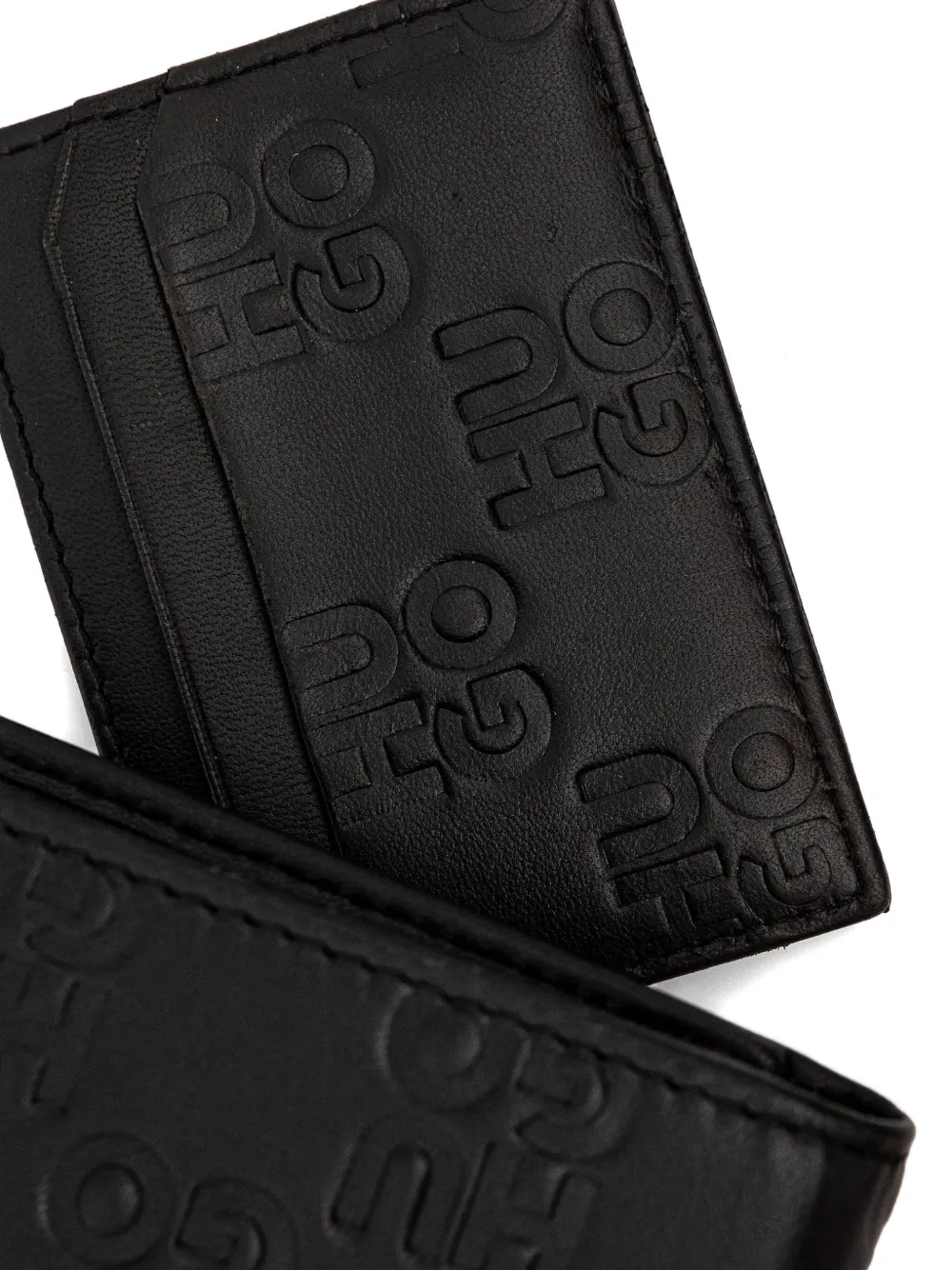 HUGO Portemonnee met logo-reliëf Zwart