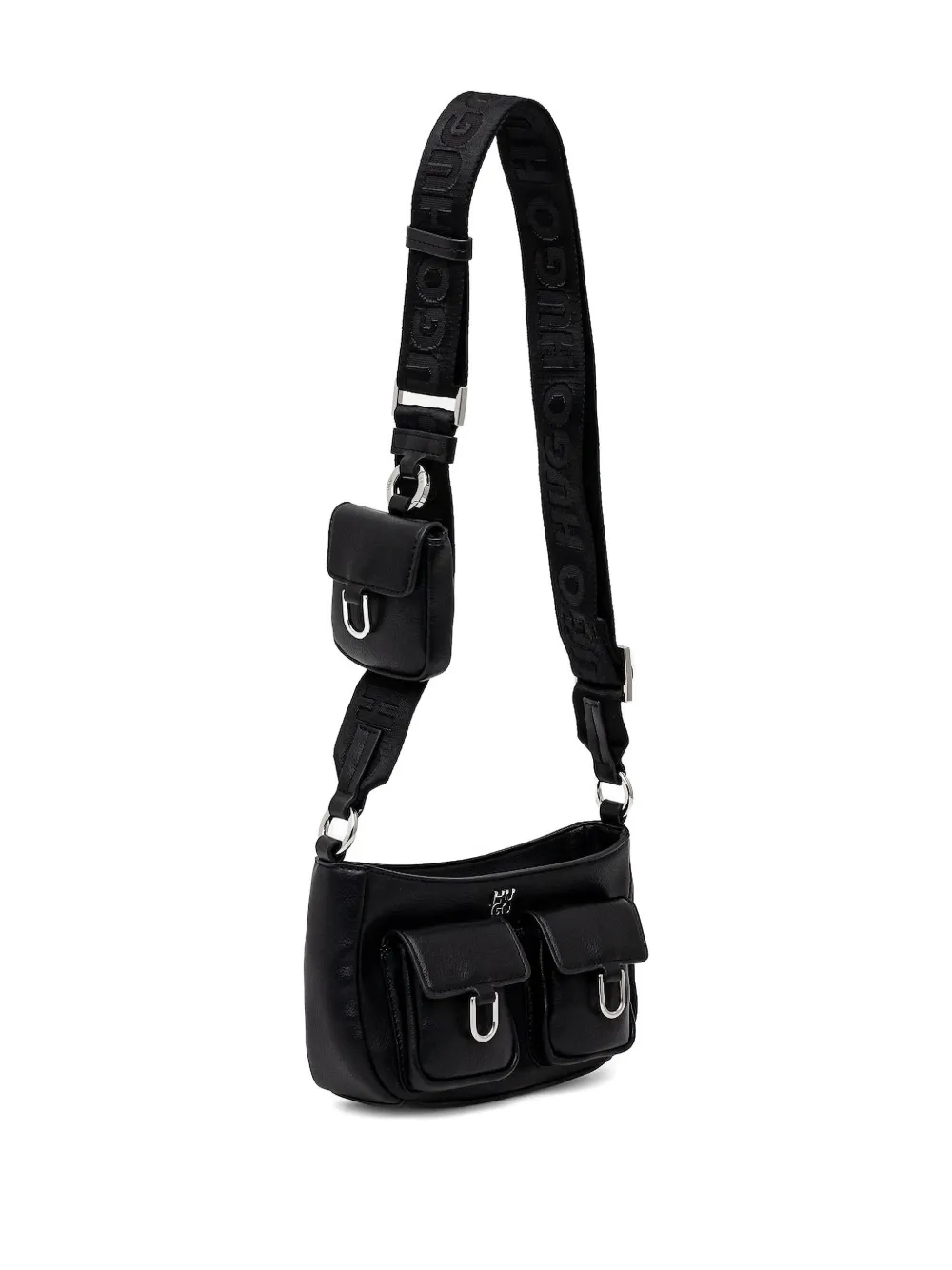 HUGO Crossbodytas met logoplakkaat Zwart