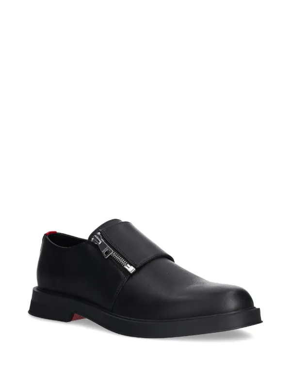 【関税込み】Hugo ブラック Rubber-Sole レザー ローファー HUGO Leather Loafers | Black | FARFETCH GE