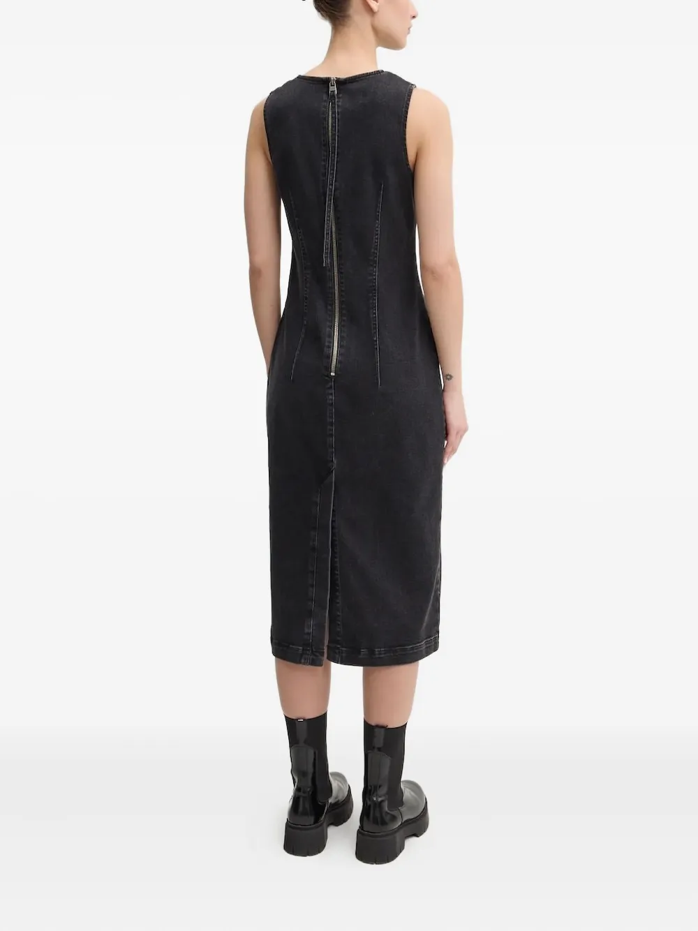 HUGO sleeveless seam-detail midi dress - Zwart