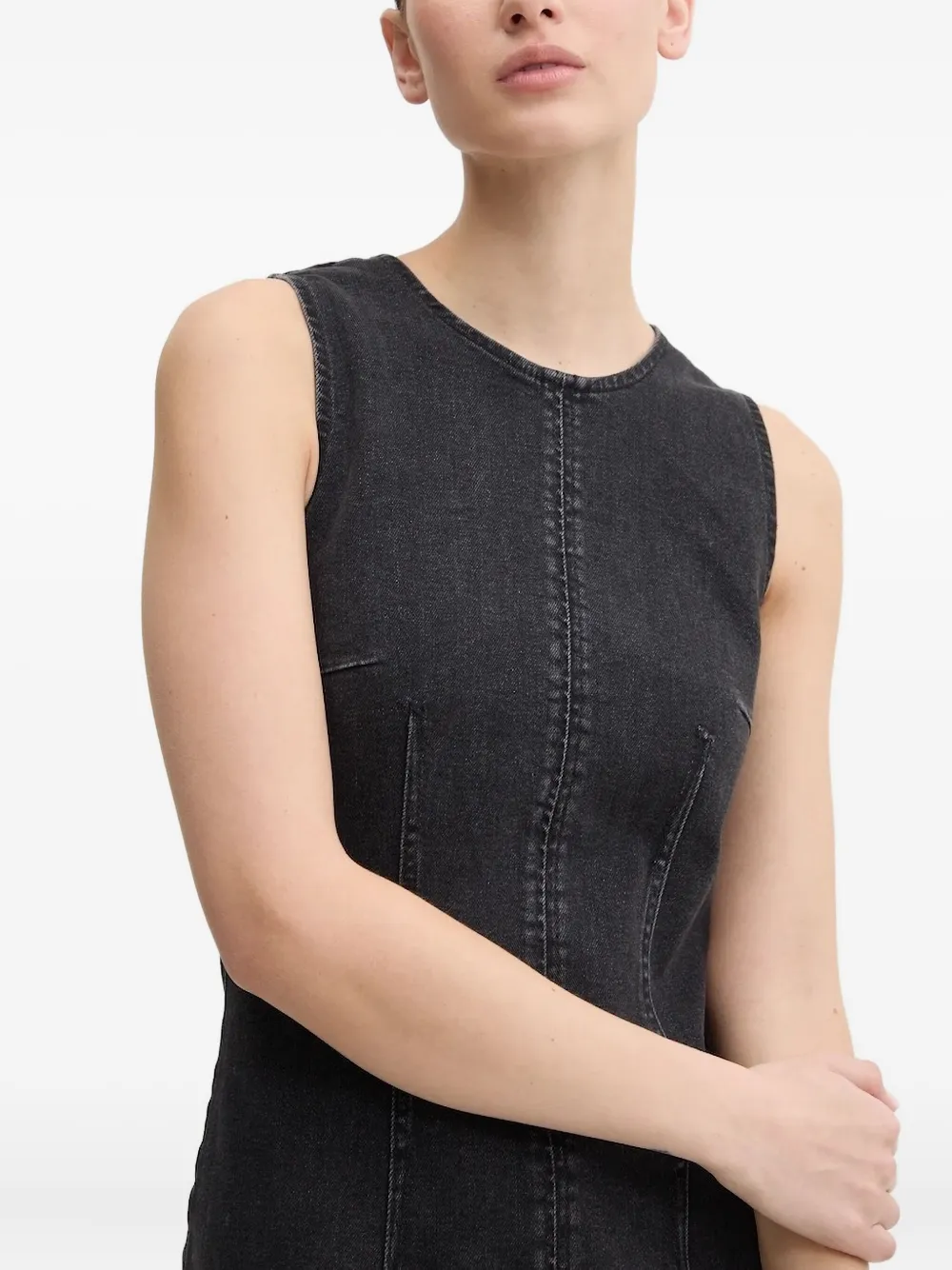 HUGO sleeveless seam-detail midi dress Zwart