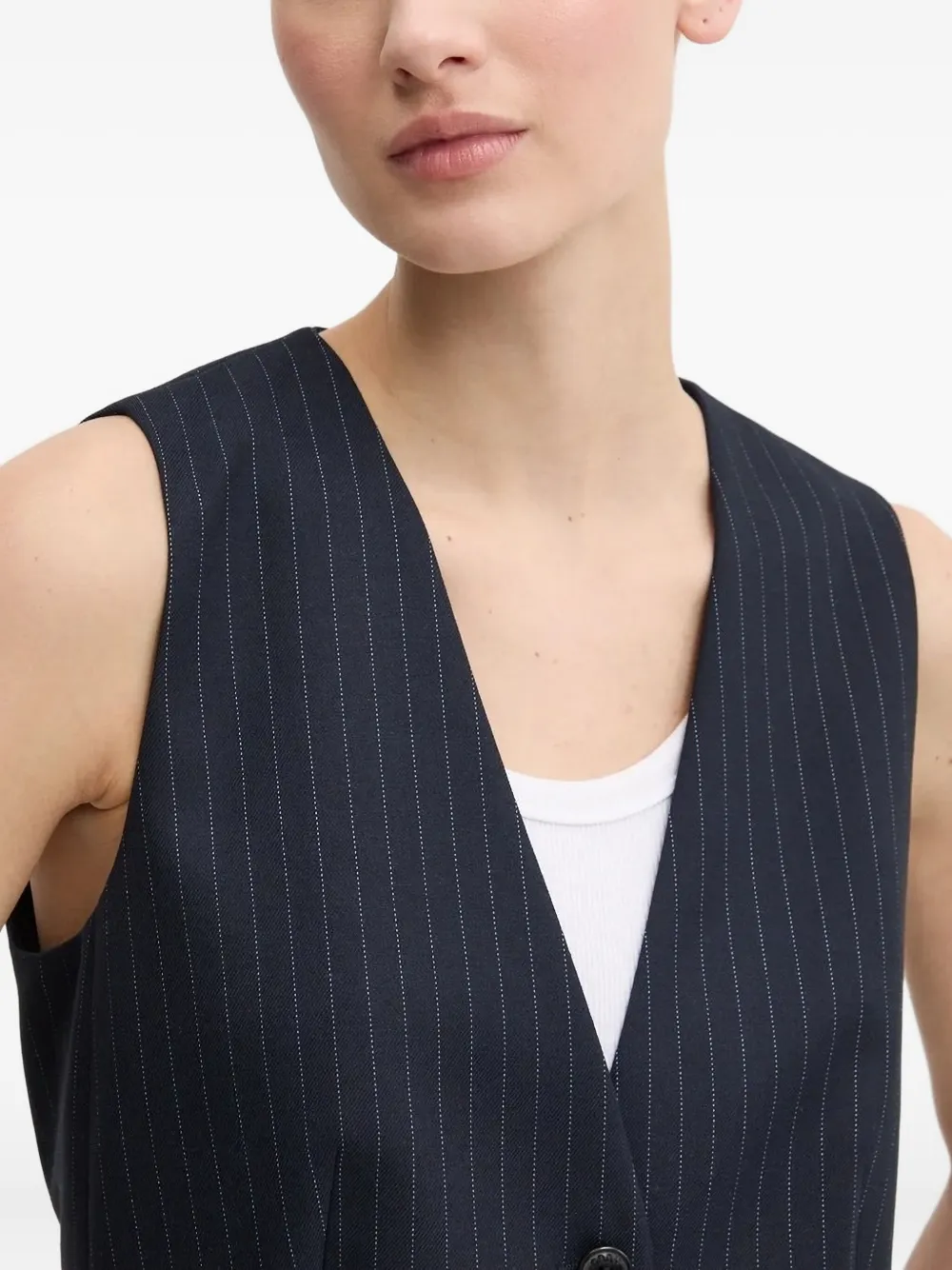 HUGO Gilet met krijtstreep Blauw