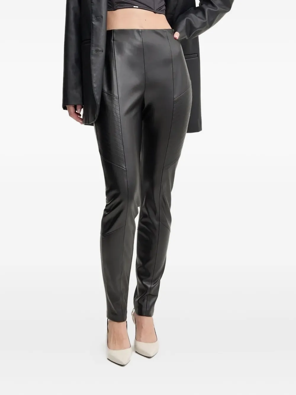 HUGO Leren broek Zwart