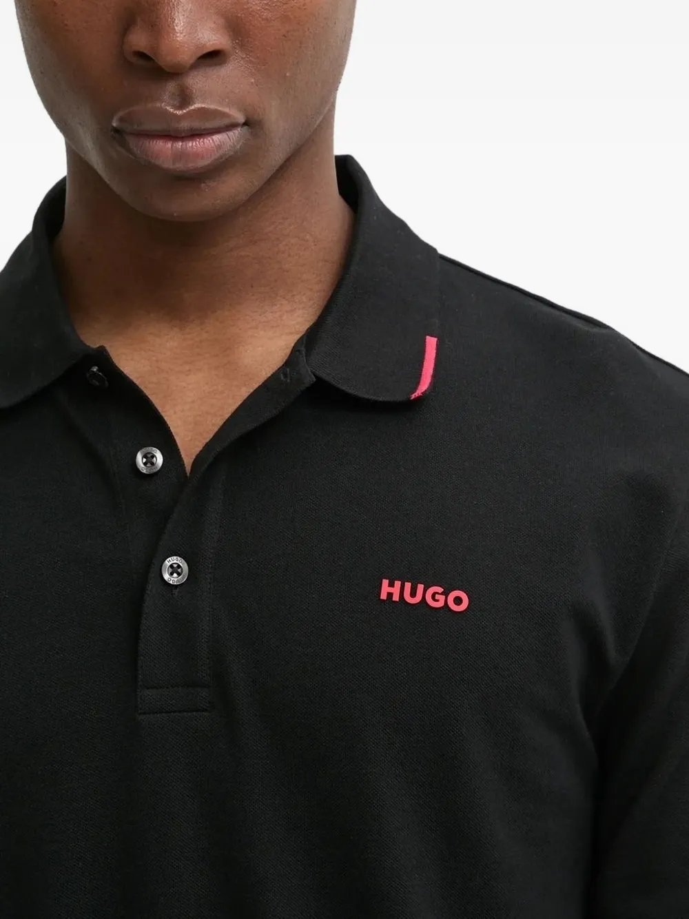 HUGO Derriko poloshirt met lange mouwen Zwart