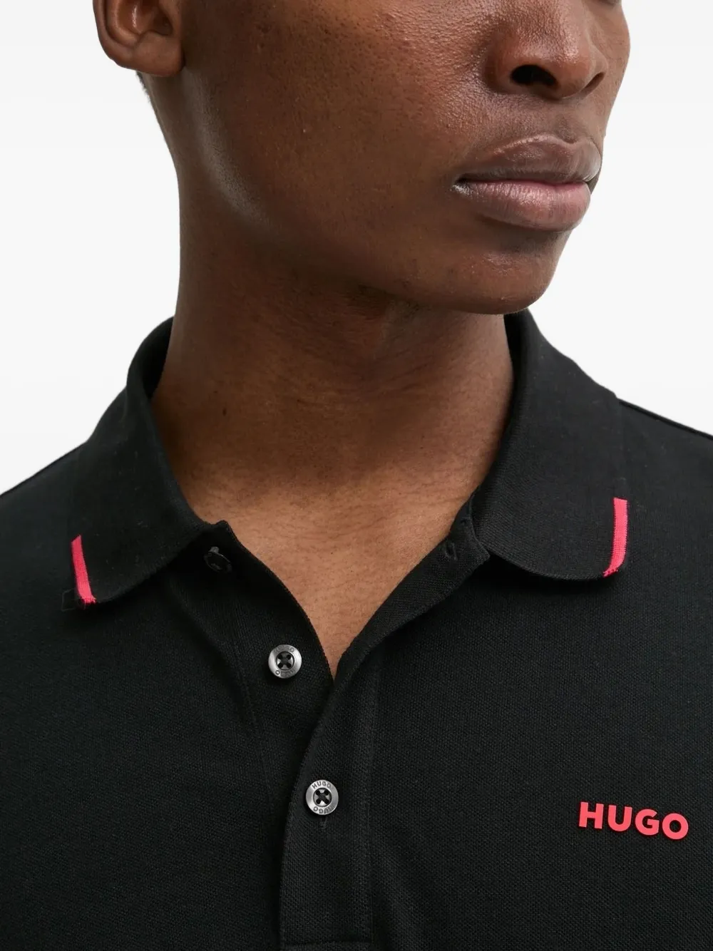 HUGO Derriko poloshirt met lange mouwen Zwart