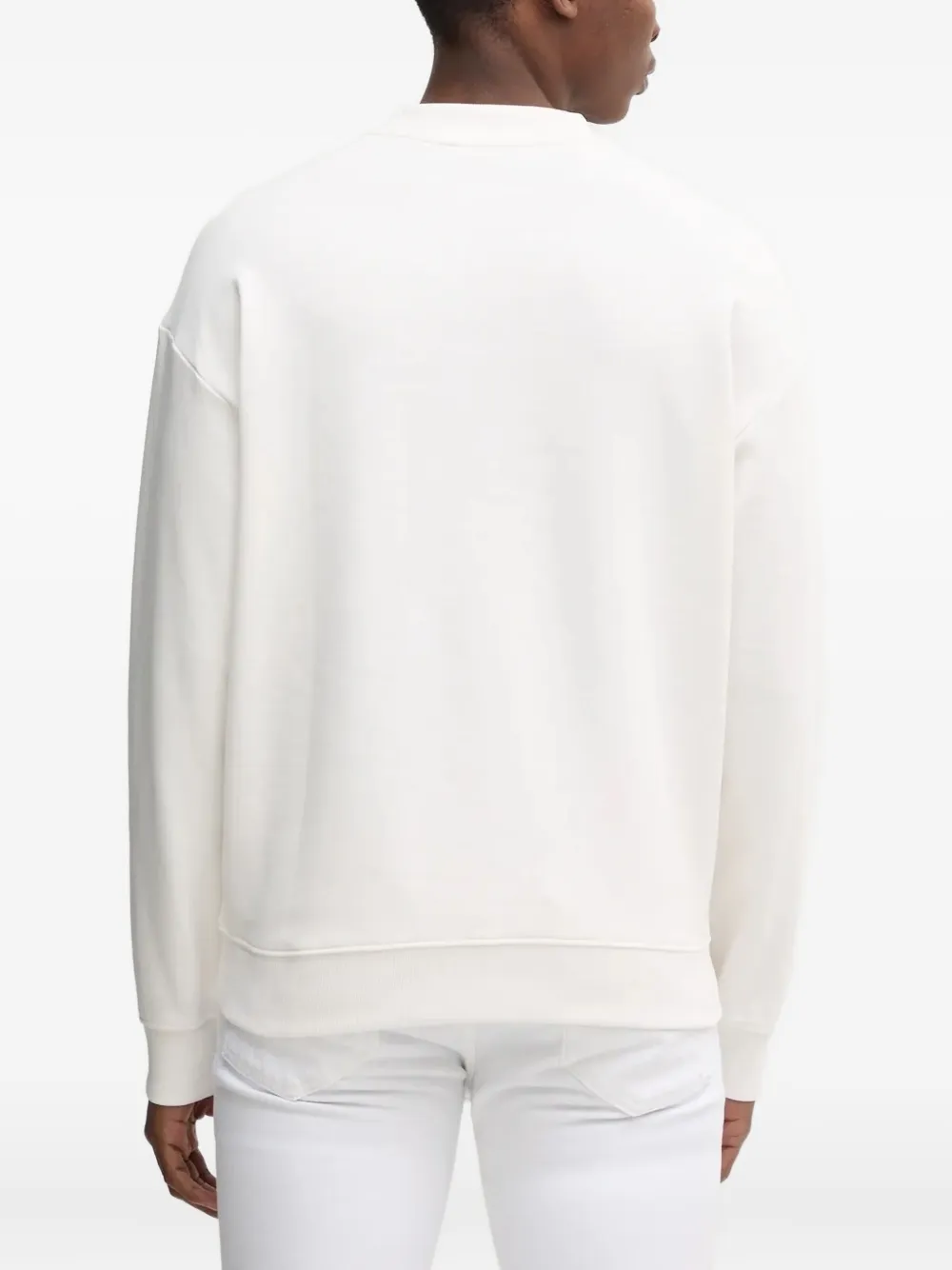 HUGO logo-embroidered crew-neck sweater - Wit