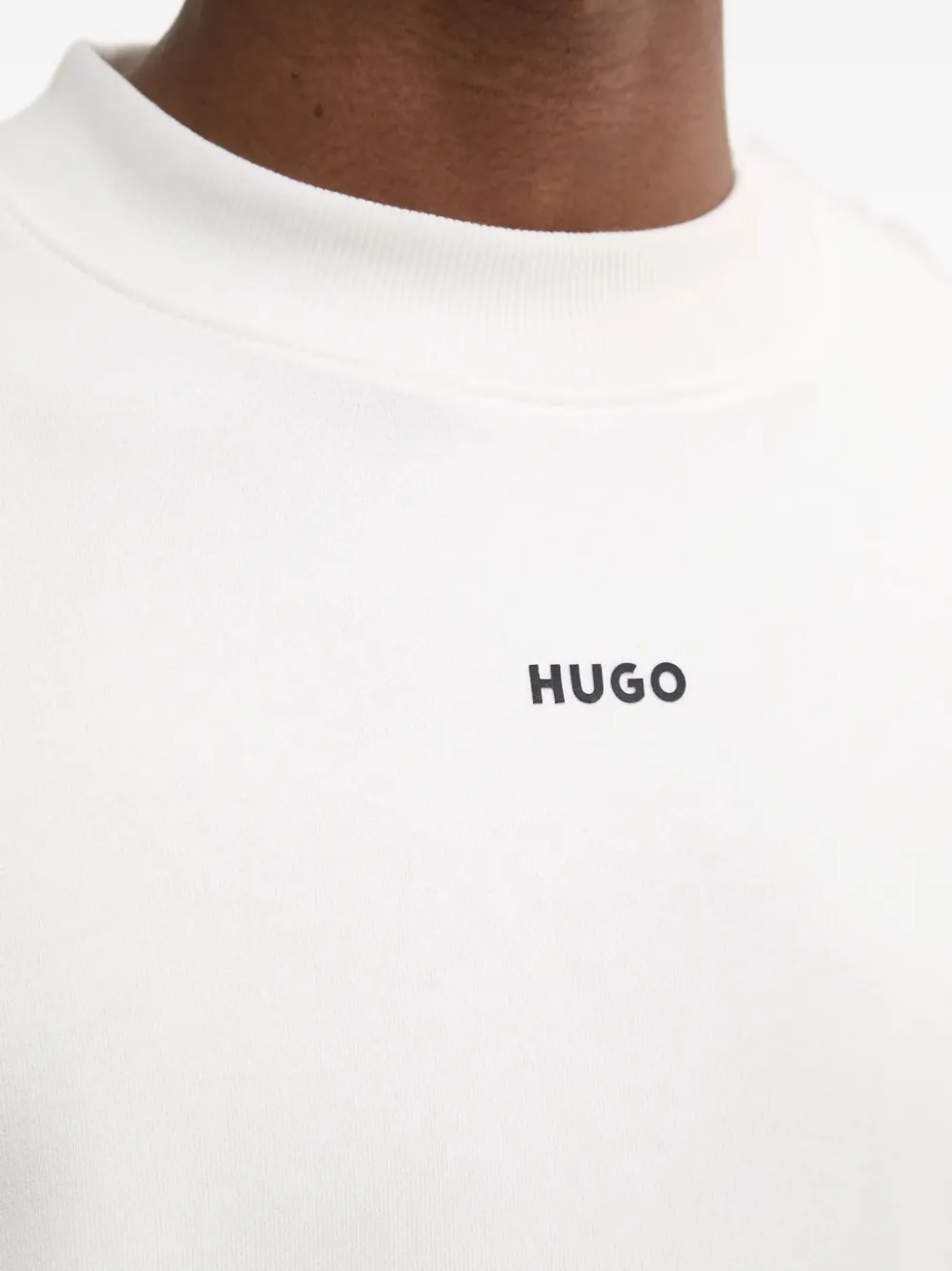 HUGO Trui met geborduurd logo en ronde hals Wit