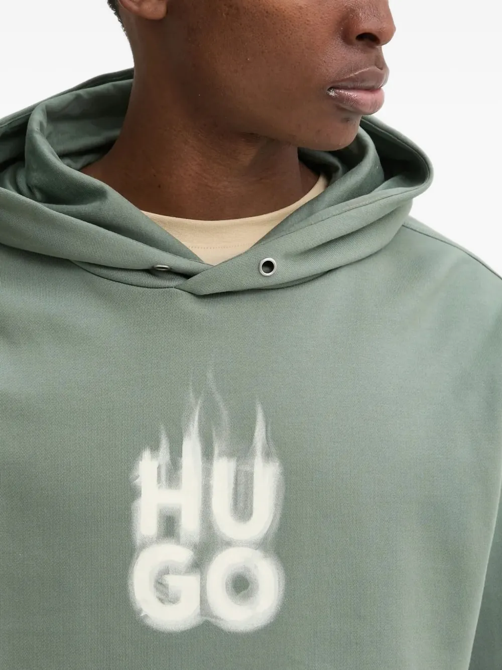 HUGO Hoodie met vlammenprint Groen