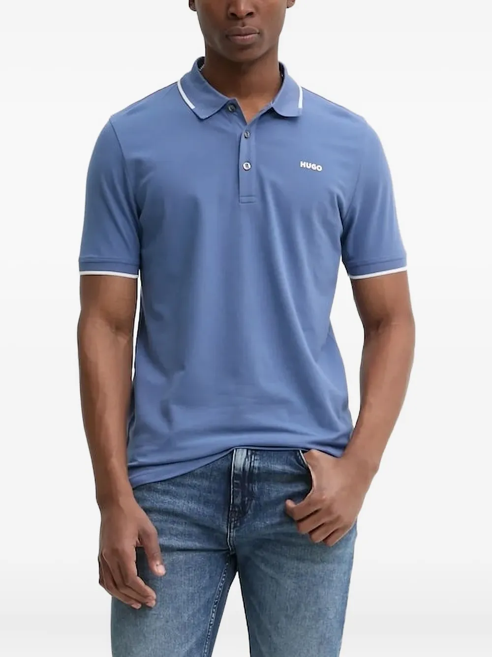 HUGO Poloshirt met logoprint Blauw