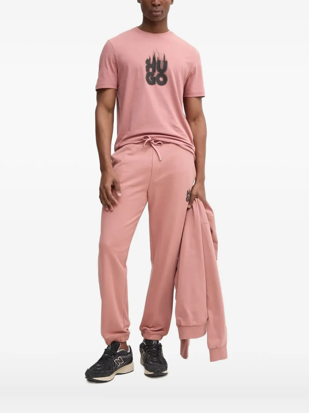 HUGO Hoodie met logoprint Roze