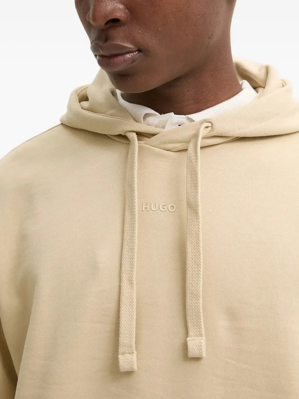 HUGO Dapo hoodie met trekkoord en logo-applicatie Beige