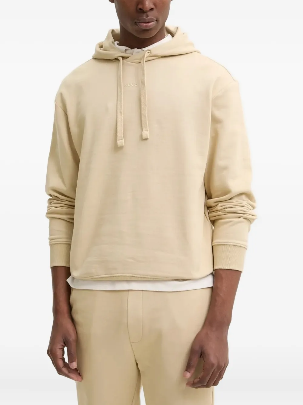 HUGO Dapo hoodie met trekkoord en logo-applicatie Beige