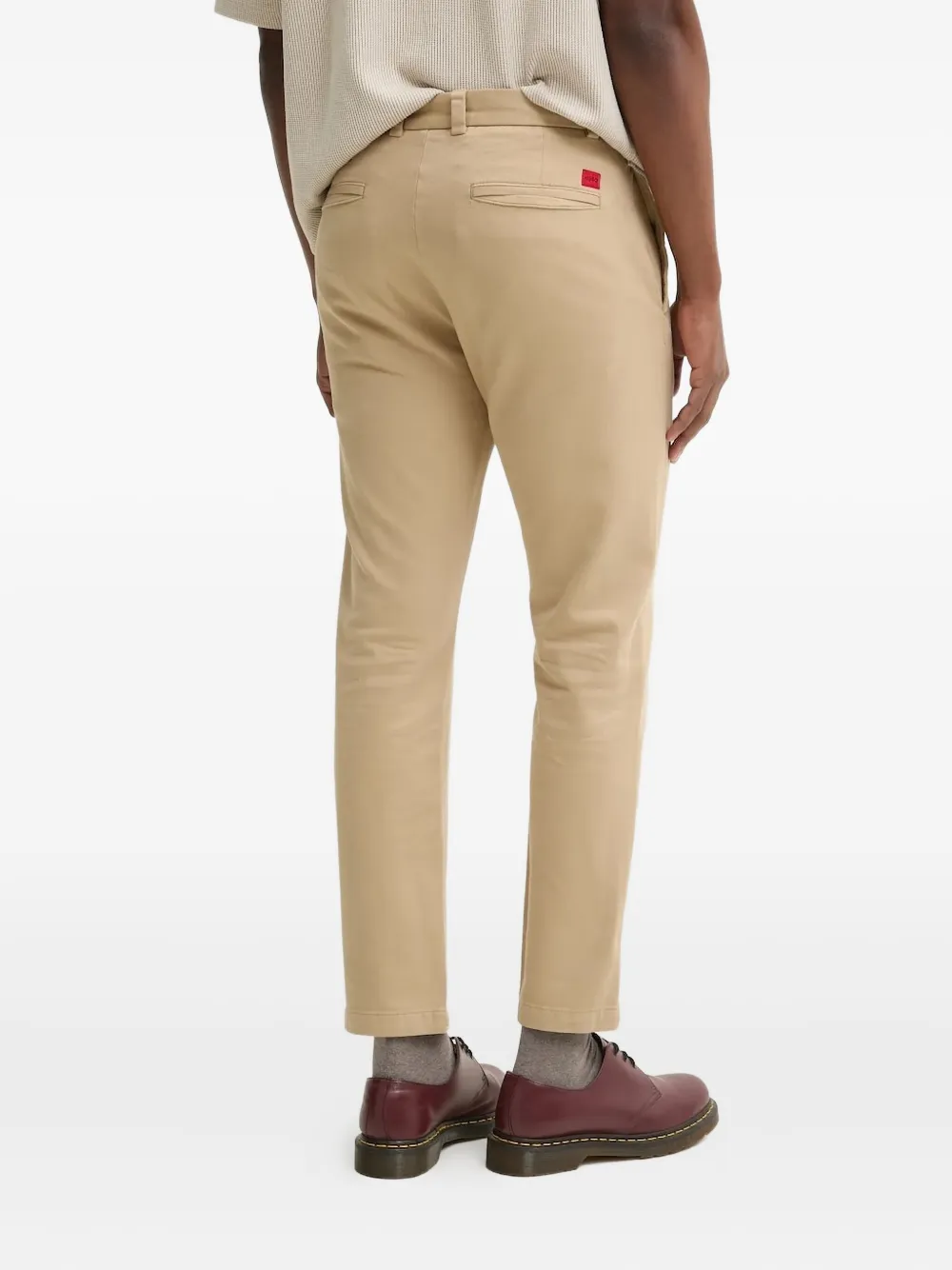 HUGO Katoenen twill broek Beige