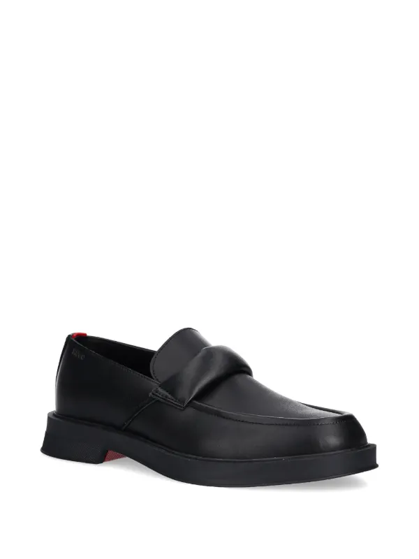 【関税込み】Hugo ブラック Rubber-Sole レザー ローファー HUGO レザーローファー | ブラック | FARFETCH JP