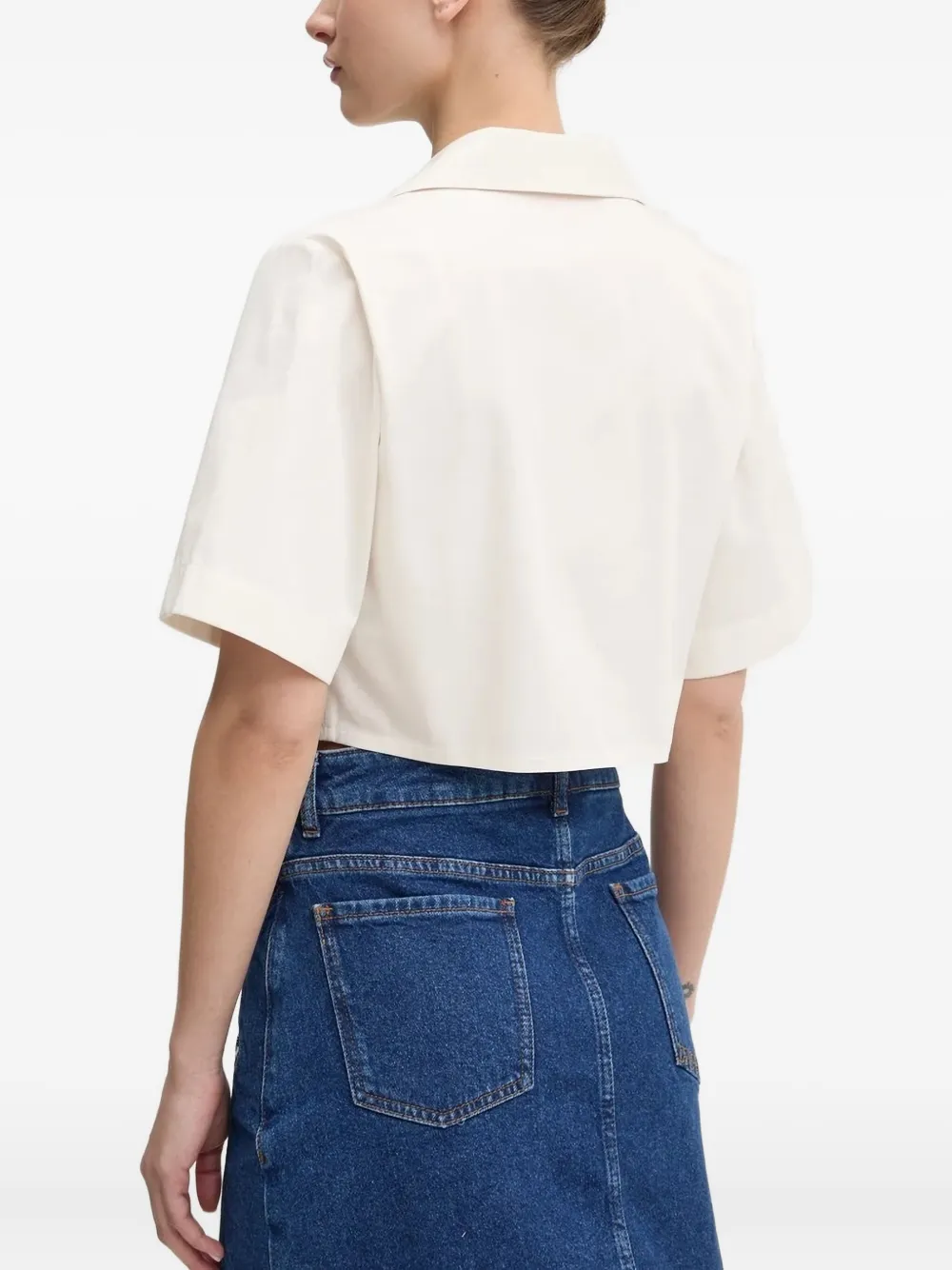 HUGO Cropped blouse met rits - Beige