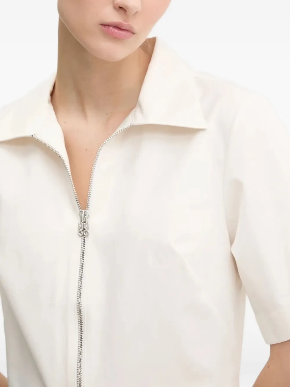 HUGO Cropped blouse met rits Beige