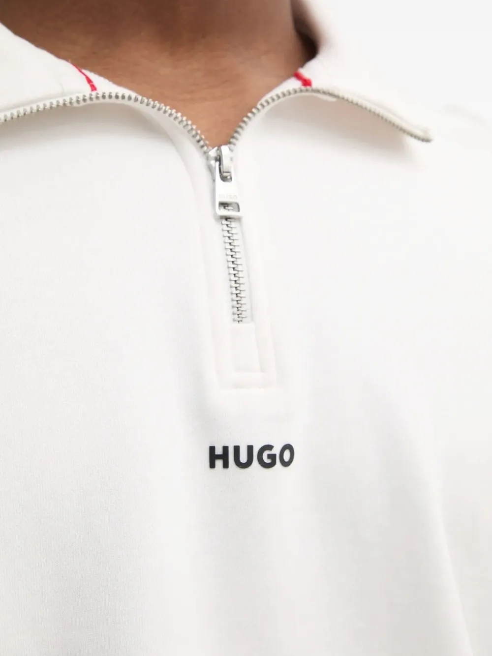 Hugo Boss Half-zip High-neck Sweatshirt In White