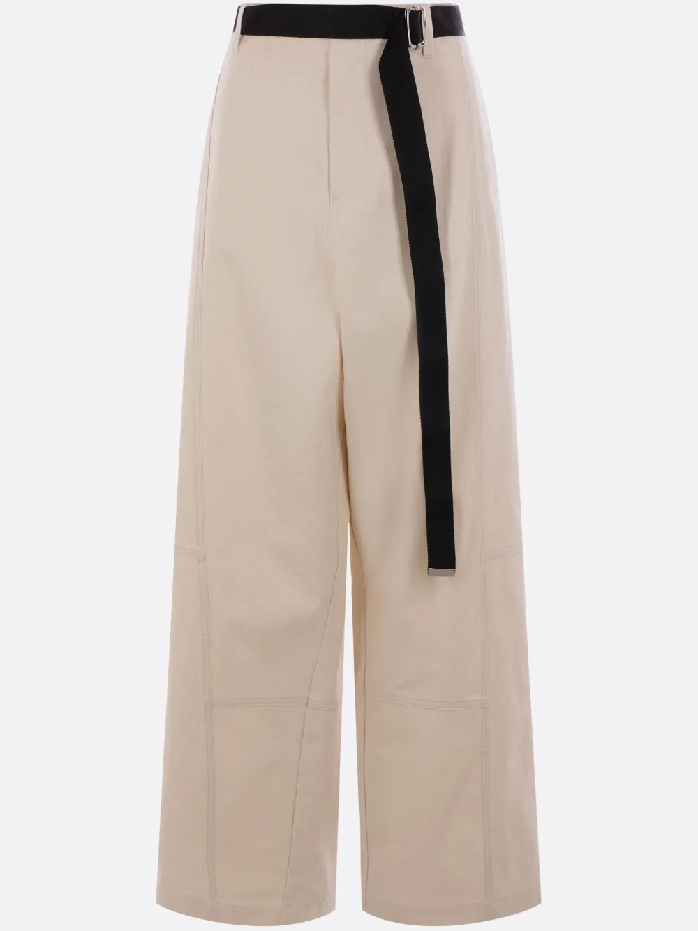 Plan C Belted Canvas Trousers In Neutrals