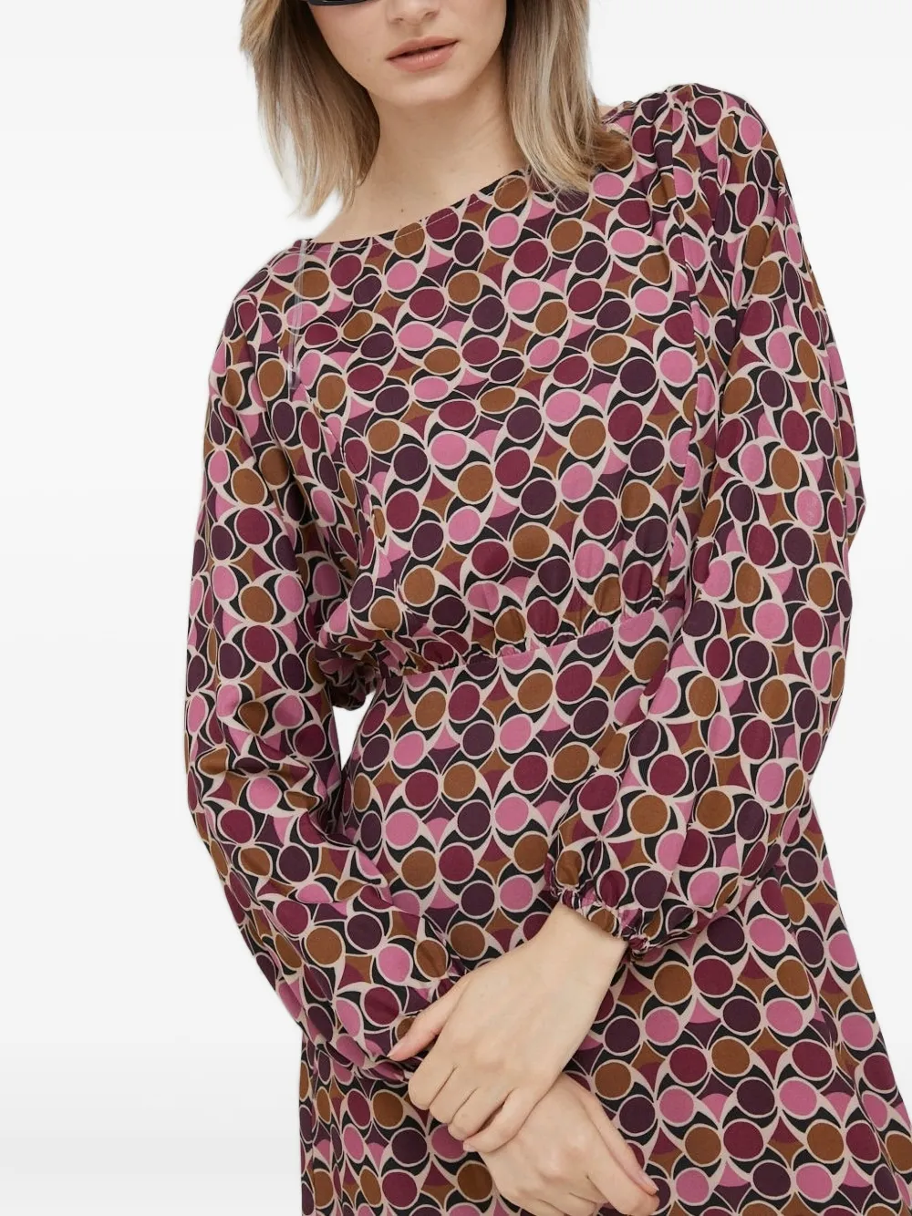 Sisley Mini-jurk met geometrische print en lange mouwen Roze