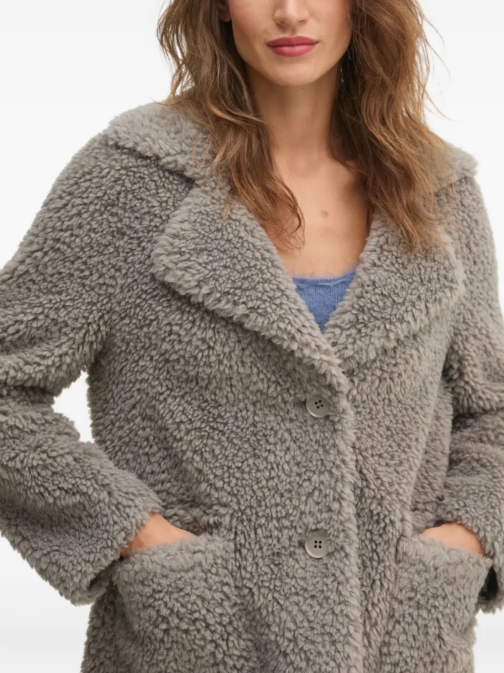 Sisley Paris Fleece-texture Jacket In Gray