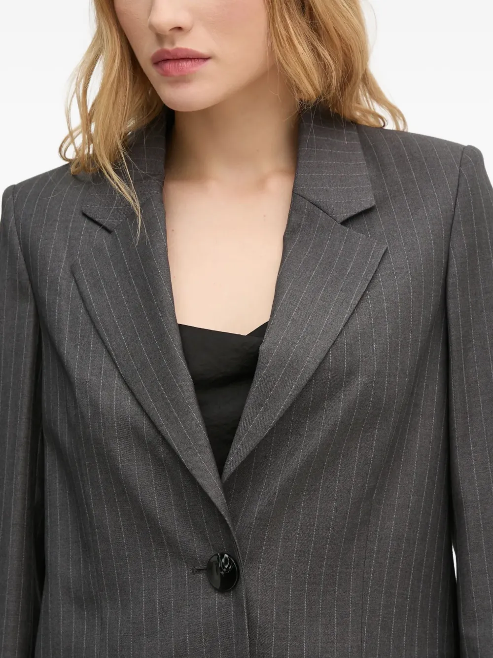 Sisley Paris Pinstriped Blazer In Gray