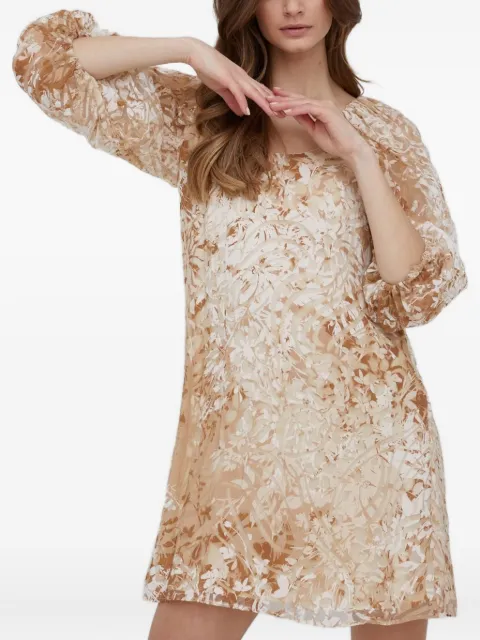 Sisley puff-sleeves floral-print mini day dress