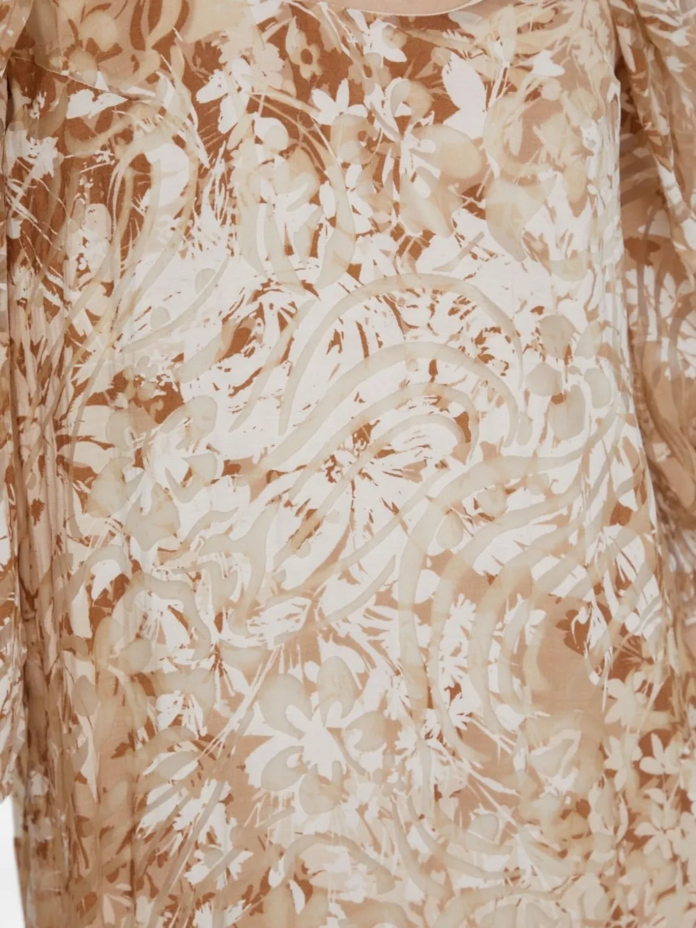 Sisley Mini-jurk met pofmouwen en bloemenprint Geel
