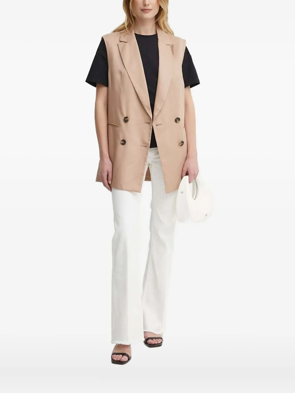 Sisley double-breasted waistcoat | Brown | Image 1