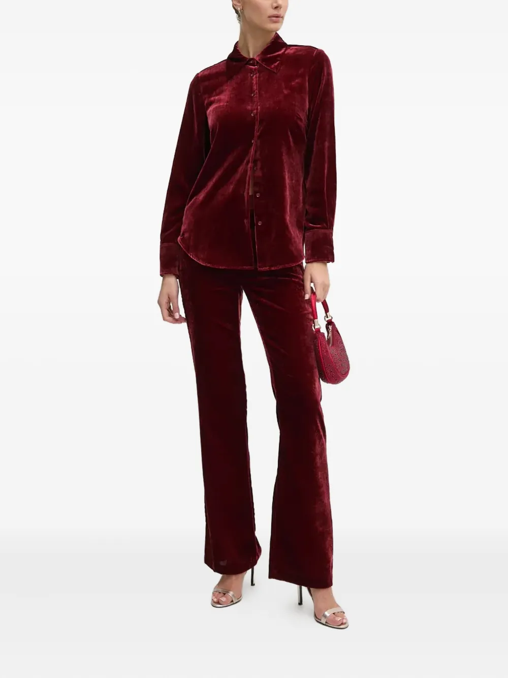 Sisley Paris Velvet Trousers In Brown