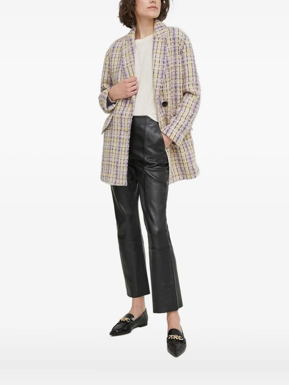 Sisley Paris Tweed Blazer In Purple
