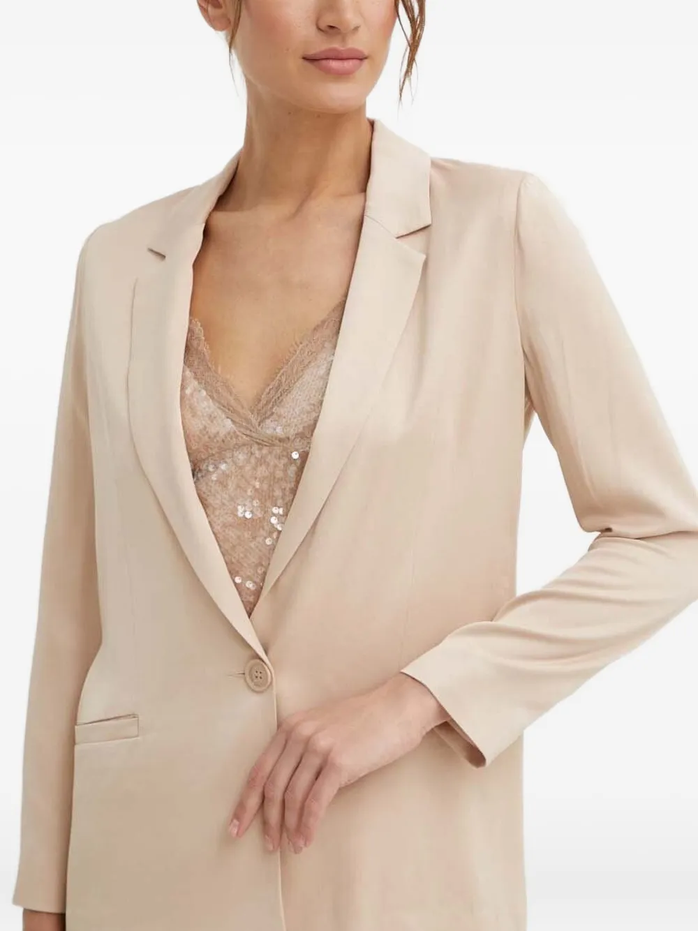 Sisley Paris Notched Single-button Blazer In Neutral