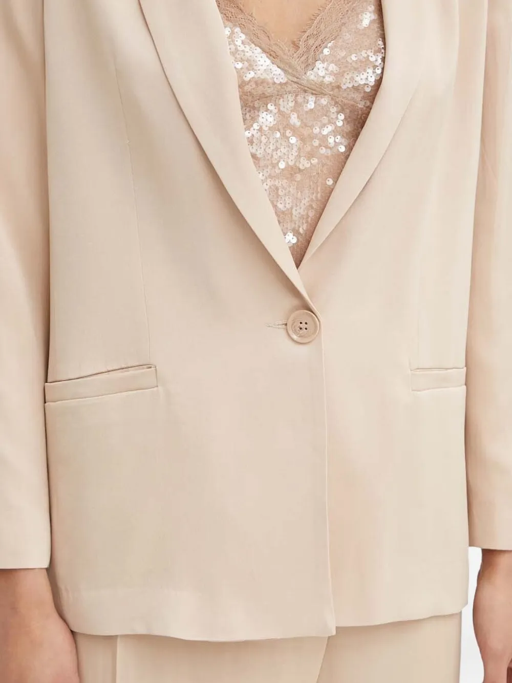 Sisley Paris Notched Single-button Blazer In Neutral