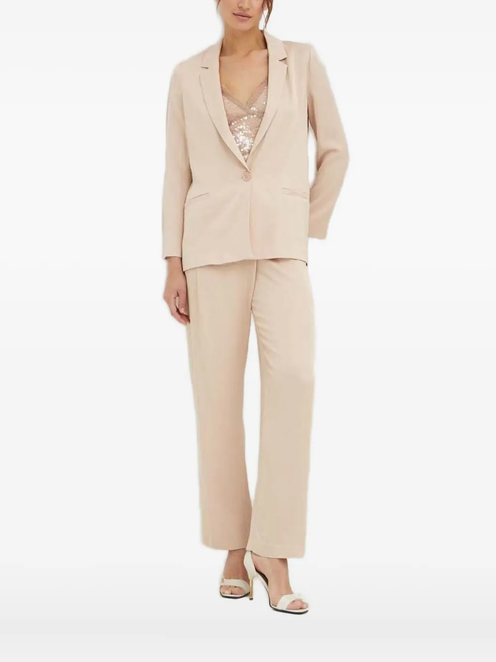 Sisley Paris Notched Single-button Blazer In Neutral