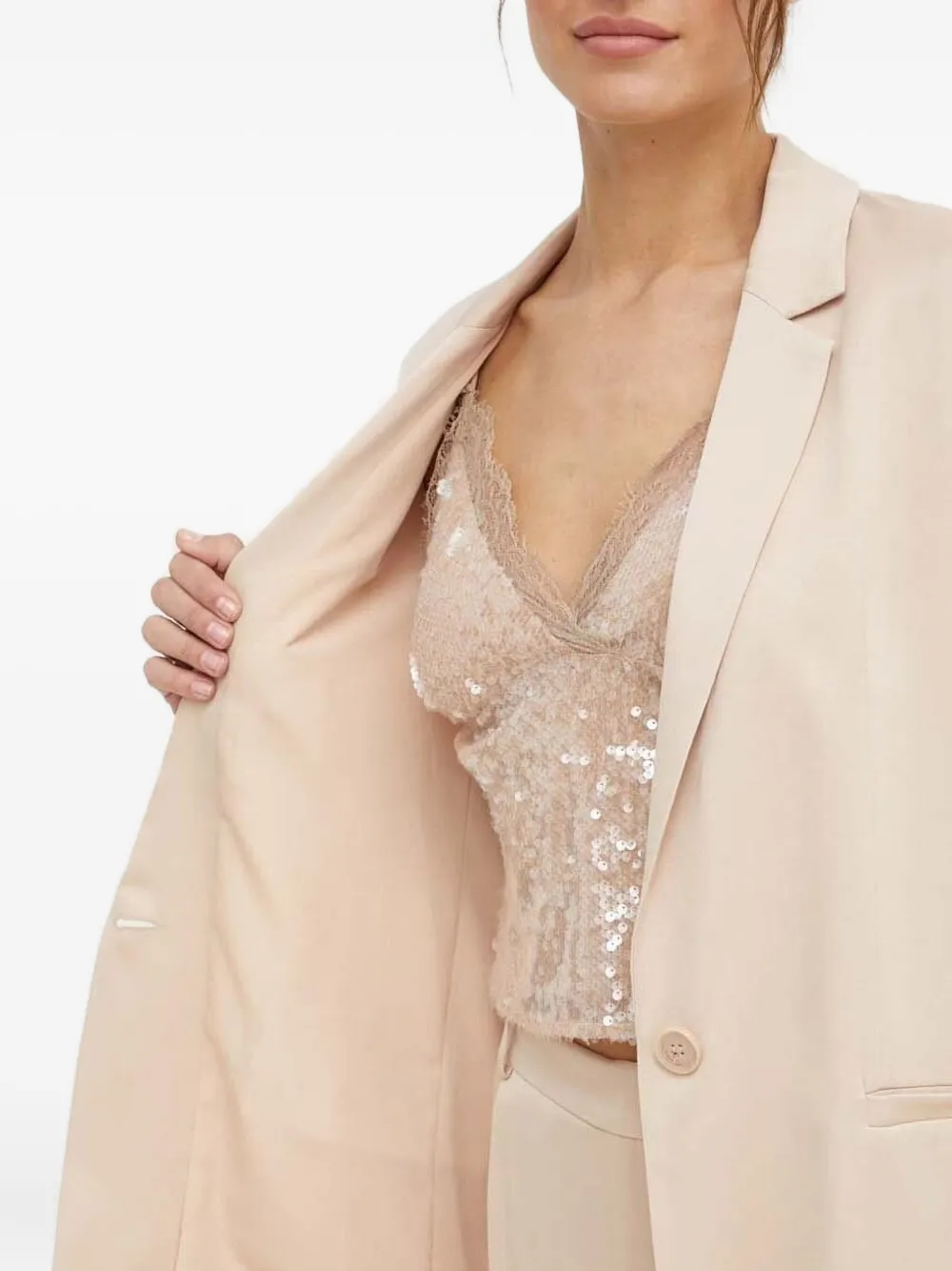 Sisley Paris Notched Single-button Blazer In Neutral