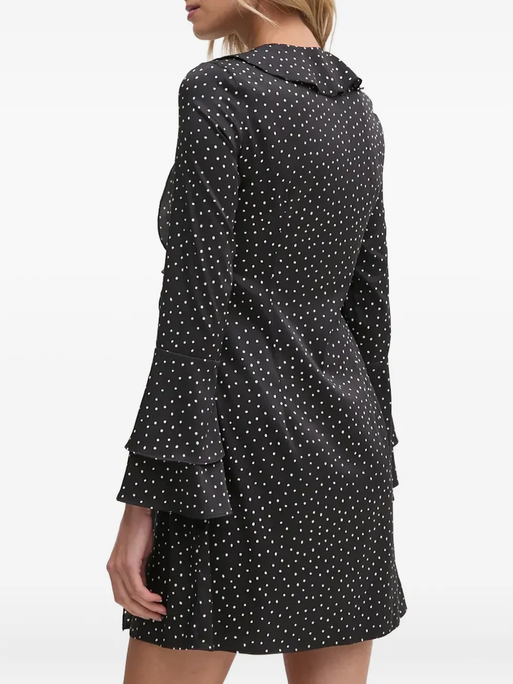 Sisley Paris Ruffled Polka-dot Mini Dress In Black