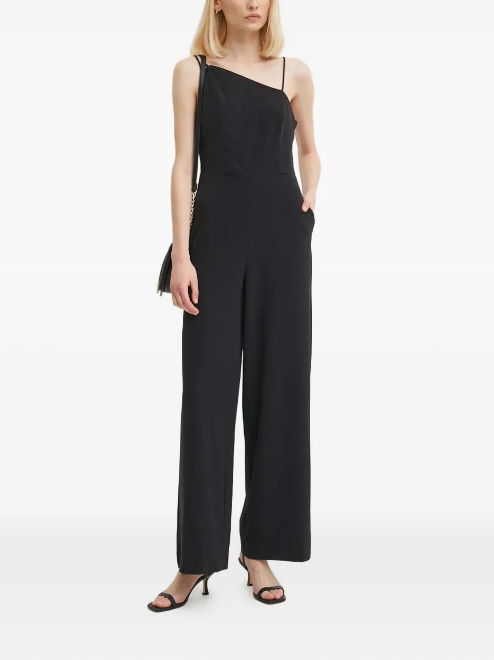 Sisley Paris Asymmetric-neck Jumpsuit In Black